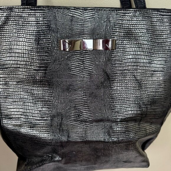 Ted Baker London Tote Bow Vegan Leather Shoulder Bag Large Snake skin Minimalist - Picture 4 of 16